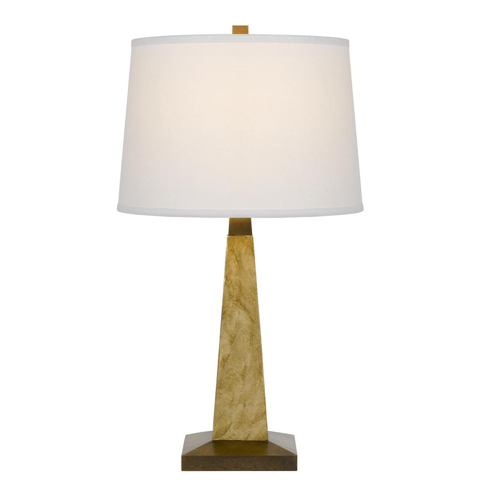 150W 3 Way Ravenna Resin Pyramid Design Table Lamp With Hardback Taper Fabric Drum Shade, Earth By Cal Lighting | Table Lamps | Moidshstore - 2
