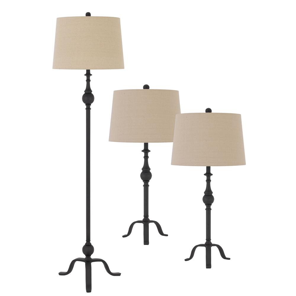3 Pcs Package. 2 Pcs Of 150W 3 Way Adjustable Metal Table Lamps. 1 Pc Of 150W 3 Way Adjustable Metal Floor Lamp In Iron By Cal Lighting | Floor Lamps | Moidshstore - 3
