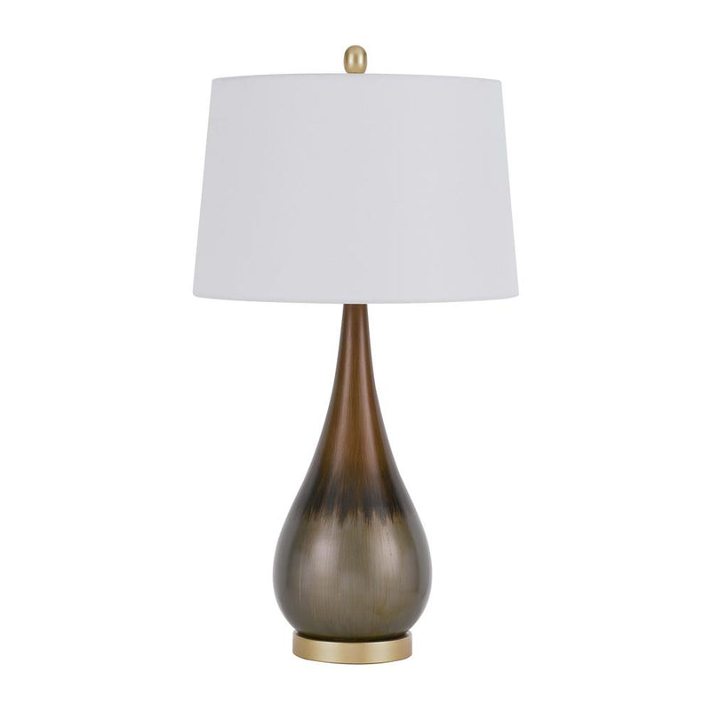 150W 3 Way Carmi Metal Table Lamp With Hardback Taper Drum Fabric Shade By Cal Lighting | Table Lamps | Moidshstore