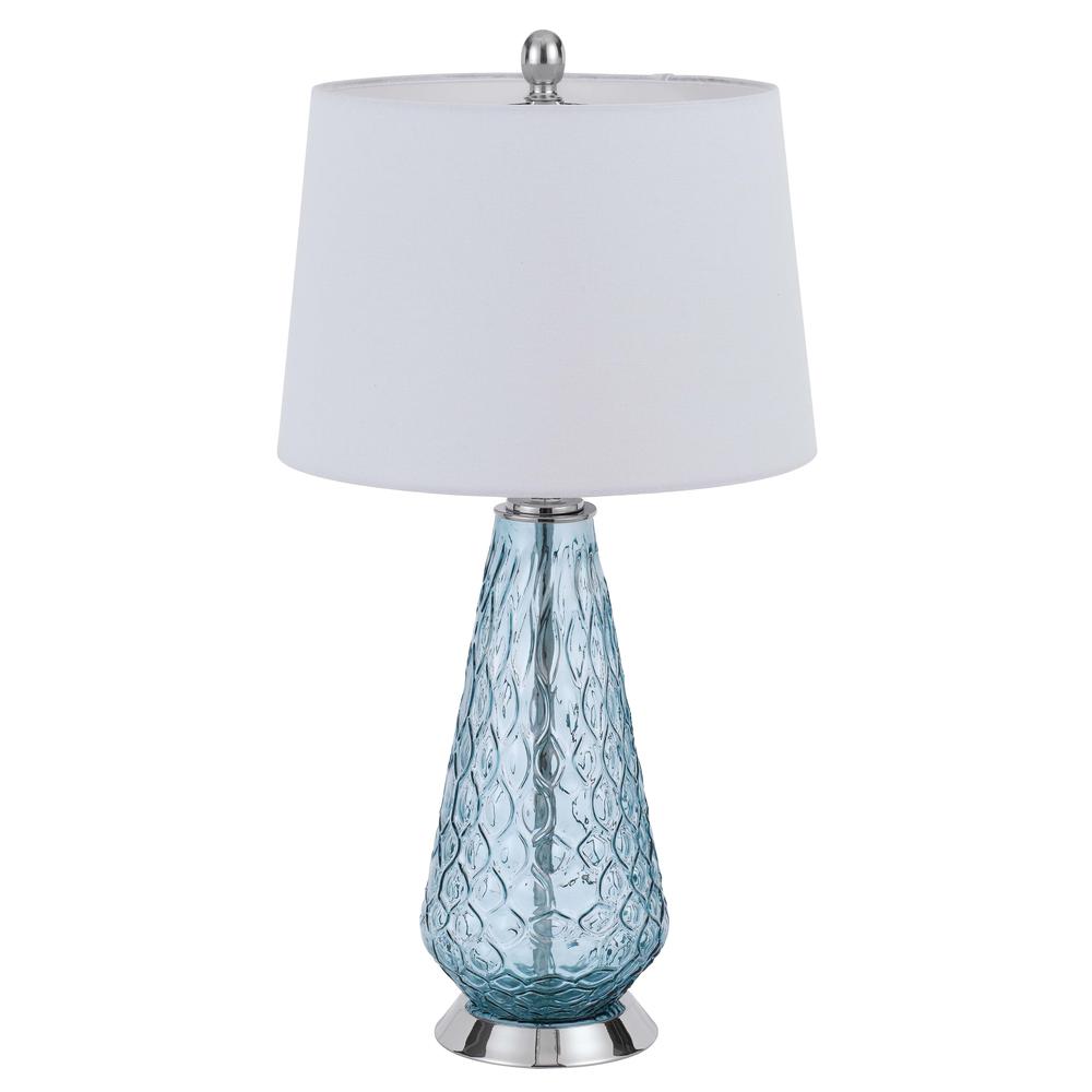 150W 3 Way Mayfield Glass Table Lamp With Hardback Taper Drum Fabric Shade By Cal Lighting | Table Lamps | Moidshstore - 3