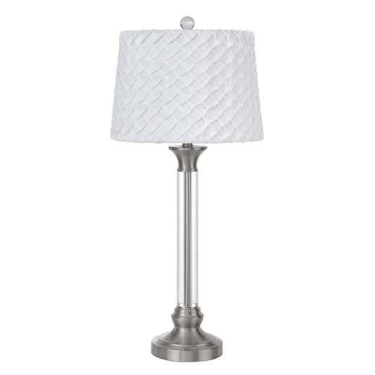 150W 3 Way Ruston Crystal/Metal Table Lamp With Pleated Hardback Shade By Cal Lighting | Table Lamps | Moidshstore