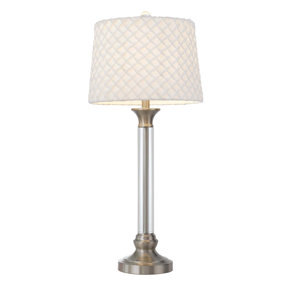 150W 3 Way Ruston Crystal/Metal Table Lamp With Pleated Hardback Shade By Cal Lighting | Table Lamps | Moidshstore - 2