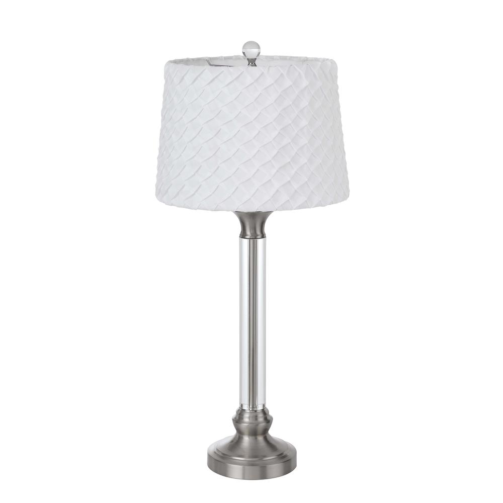 150W 3 Way Ruston Crystal/Metal Table Lamp With Pleated Hardback Shade By Cal Lighting | Table Lamps | Moidshstore - 3