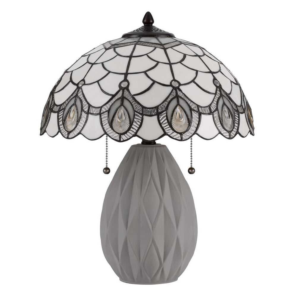 60W X 2 Tiffany Table Lamp With Pull Chain Switch And Resin Lamp Body By Cal Lighting | Table Lamps | Moidshstore - 3