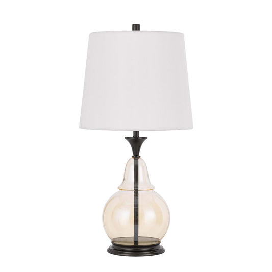 150W 3 Way Kittery Glass Table Lamp With Hardback Fabric Shade By Cal Lighting | Table Lamps | Moidshstore