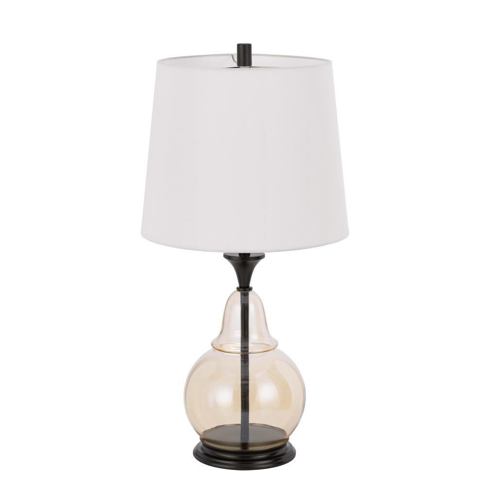 150W 3 Way Kittery Glass Table Lamp With Hardback Fabric Shade By Cal Lighting | Table Lamps | Moidshstore - 3