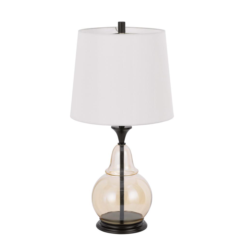 150W 3 Way Kittery Glass Table Lamp With Hardback Fabric Shade By Cal Lighting | Table Lamps | Moidshstore - 3