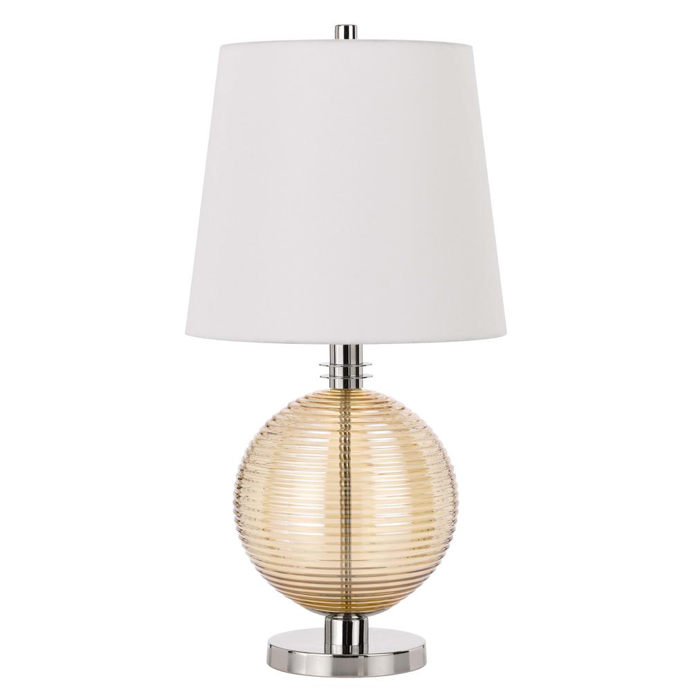 150W 3 Way Salisbury Glass Table Lamp With Hardback Fabric Shade By Cal Lighting | Table Lamps | Moidshstore