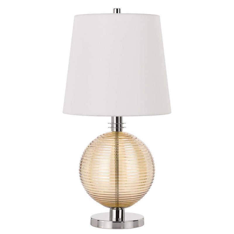 150W 3 Way Salisbury Glass Table Lamp With Hardback Fabric Shade By Cal Lighting | Table Lamps | Moidshstore