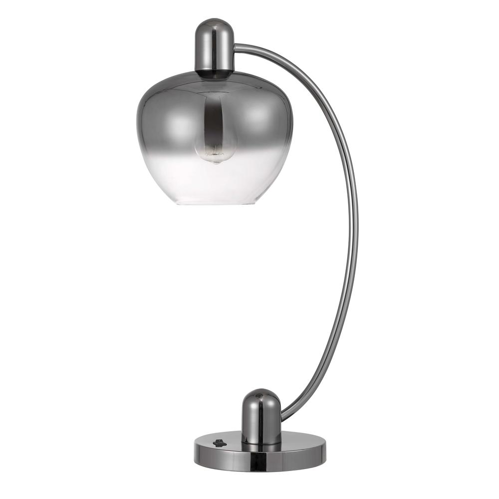 40W Brookline Metal Arc Table Lamp With Electoral Plated Smoked Glass Shade And On Off Rocker Switch By Cal Lighting | Table Lamps | Moidshstore