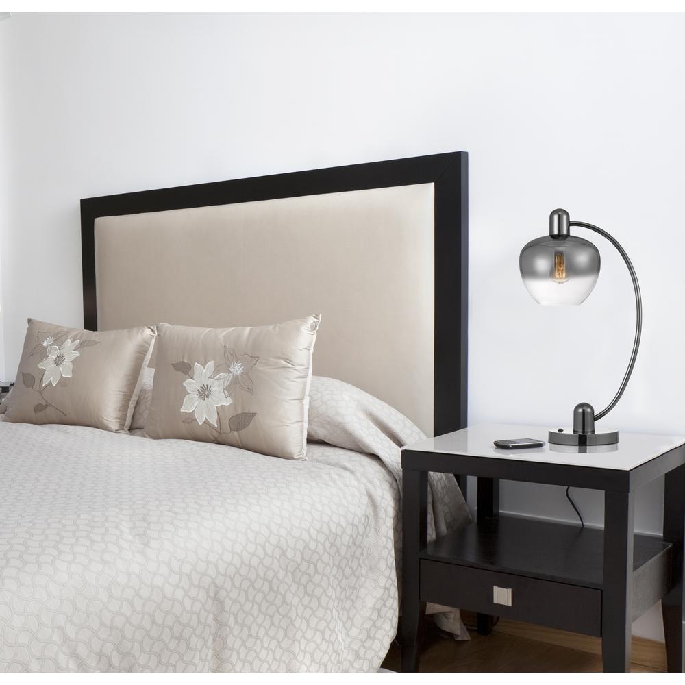 40W Brookline Metal Arc Table Lamp With Electoral Plated Smoked Glass Shade And On Off Rocker Switch By Cal Lighting | Table Lamps | Moidshstore - 3