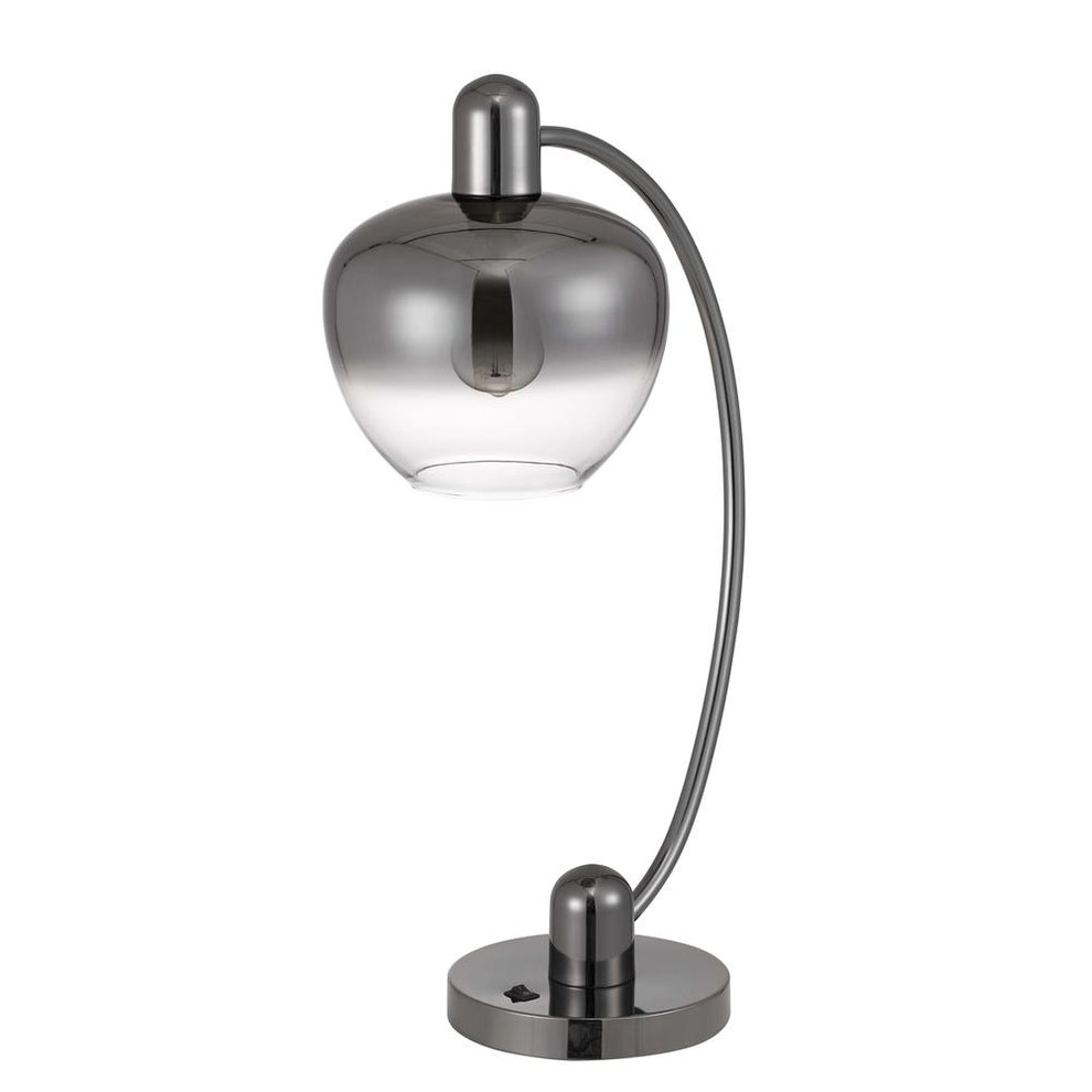40W Brookline Metal Arc Table Lamp With Electoral Plated Smoked Glass Shade And On Off Rocker Switch By Cal Lighting | Table Lamps | Moidshstore - 2