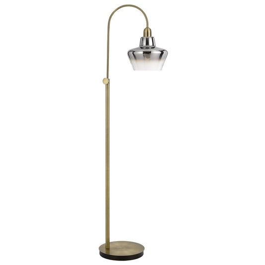40W Duxbury Metal Arc Floor Lamp With Electoral Plated Smoked Glass Shade By Cal Lighting | Floor Lamps | Moidshstore
