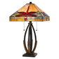 60W X 2 Tiffany Table Lamp With Pull Chain Switch And Metal And Resin Lamp Body By Cal Lighting | Table Lamps | Moidshstore