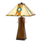 60W X 2 Tiffany Table Lamp W/ Pull Chain Switch With Resin Lamp Body By Cal Lighting | Table Lamps | Moidshstore