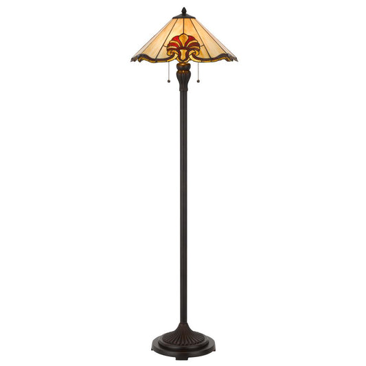 60 W X 2 Tiffany Table Lamp With Pull Chain Switch With Metal And Resin Lamp Body By Cal Lighting | Floor Lamps | Moidshstore