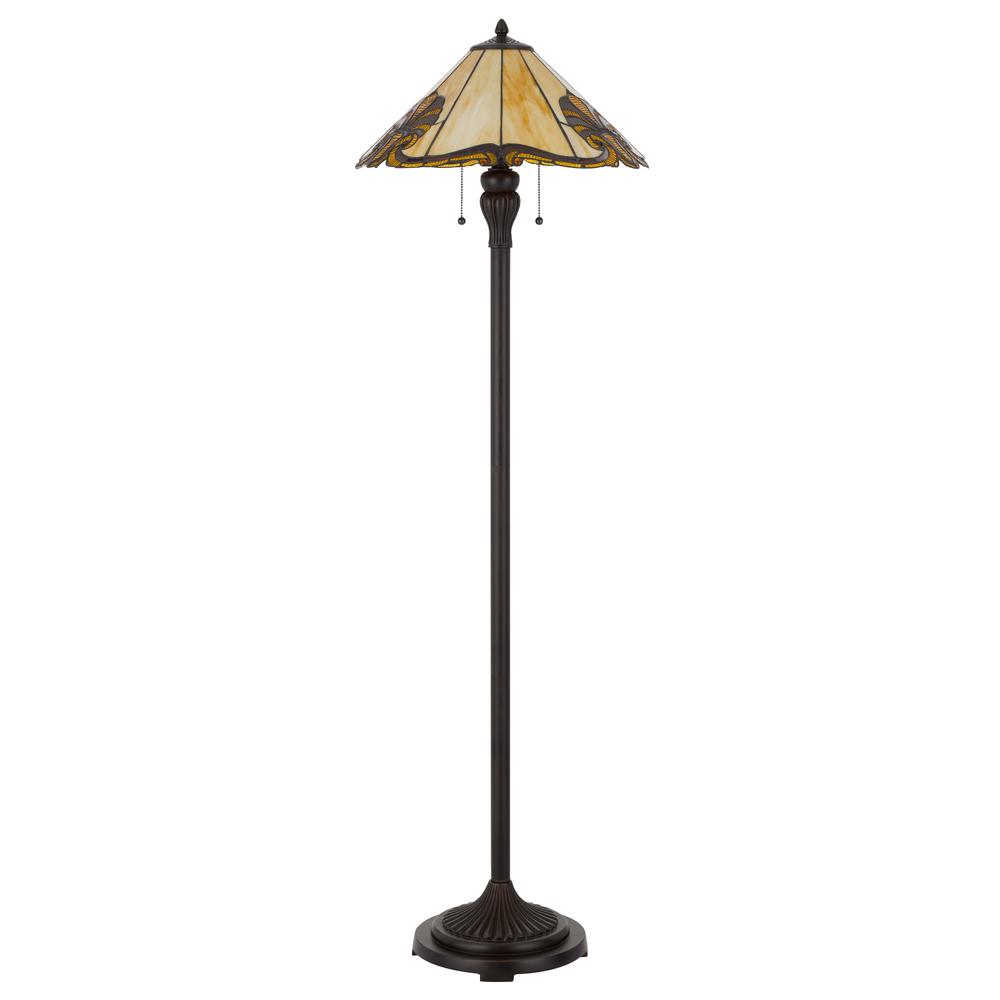 60 W X 2 Tiffany Table Lamp With Pull Chain Switch With Metal And Resin Lamp Body By Cal Lighting | Floor Lamps | Moidshstore - 4