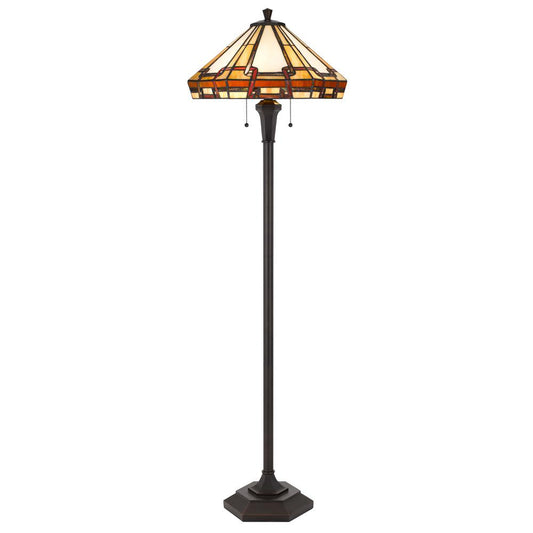 60W X 2 Tiffany Table Lamp With Pull Chain Switch With Metal And Resin Lamp Body By Cal Lighting | Floor Lamps | Moidshstore