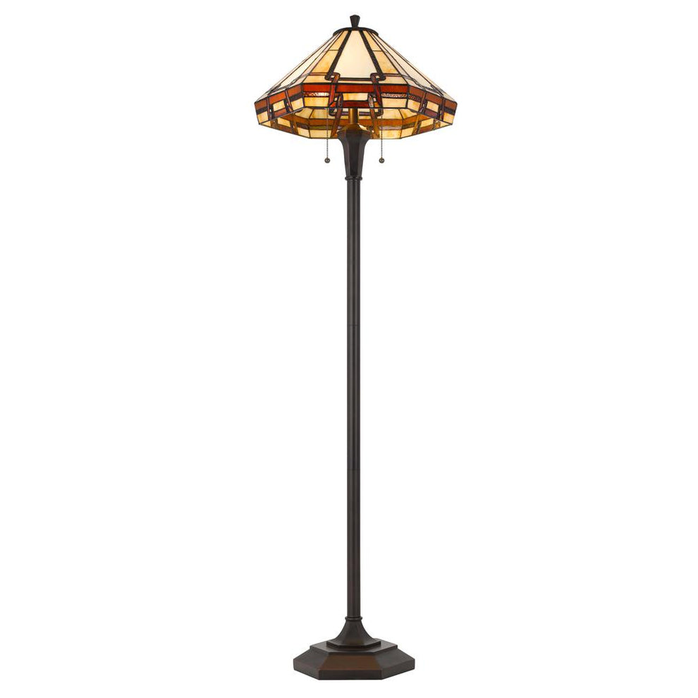 60W X 2 Tiffany Table Lamp With Pull Chain Switch With Metal And Resin Lamp Body By Cal Lighting | Floor Lamps | Moidshstore - 4