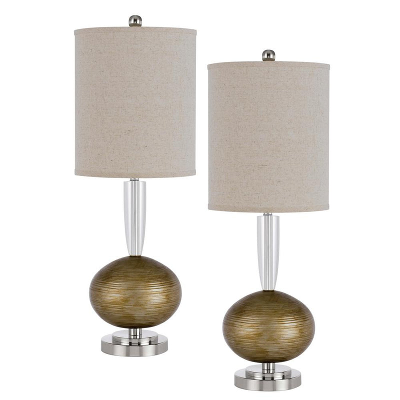 150W 3 Way Sudbury Crystal/Metal Table Lamp With Hardback Fabric Shade. Priced And Sold As Pairs By Cal Lighting | Table Lamps | Moidshstore
