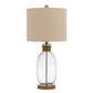 150W 3 Way Seymour Bubbled Glass Table Lamp With Resin Base And Hardback Drum Linen Shade By Cal Lighting | Table Lamps | Moidshstore