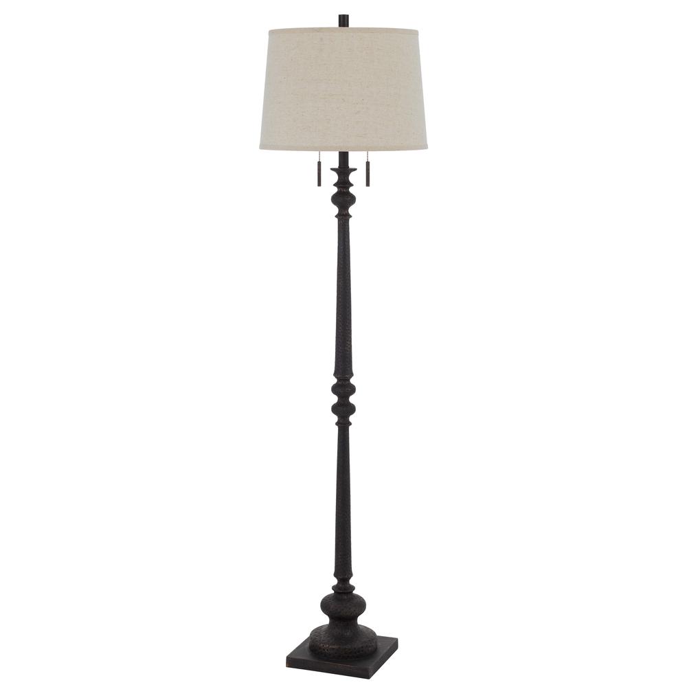 60W X 2 Torrington Resin Floor Lamp With Pull Chain Switch And Hardback Linen Shade By Cal Lighting | Floor Lamps | Moidshstore