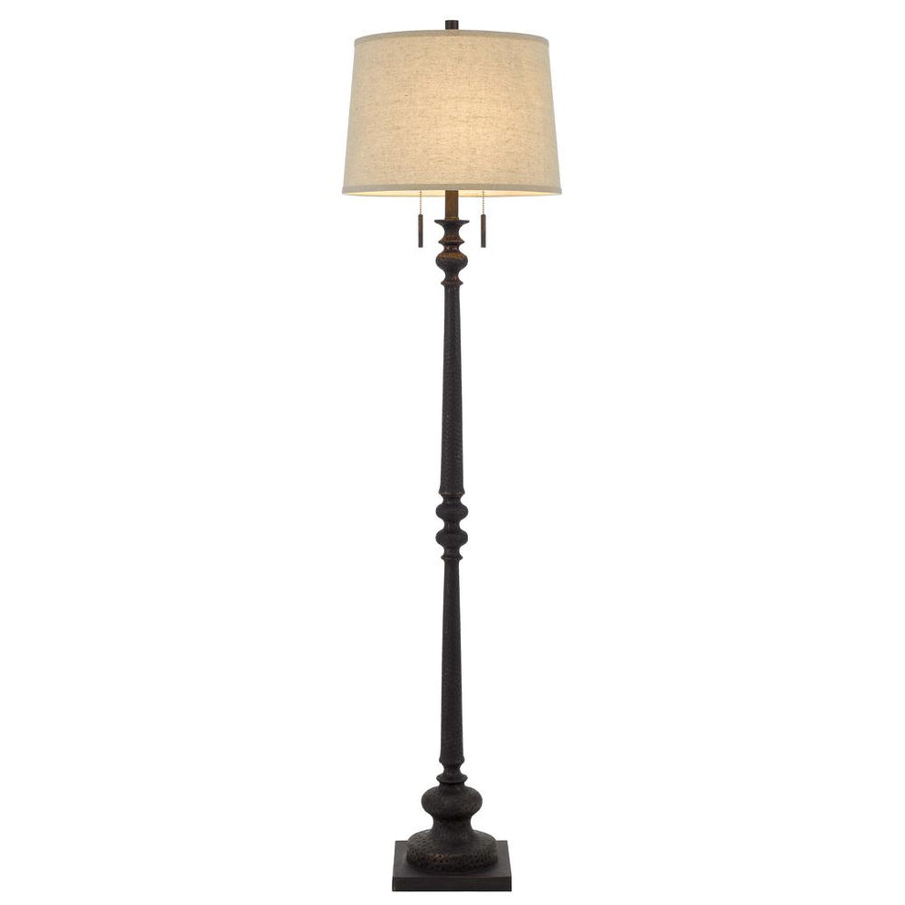 60W X 2 Torrington Resin Floor Lamp With Pull Chain Switch And Hardback Linen Shade By Cal Lighting | Floor Lamps | Moidshstore - 4