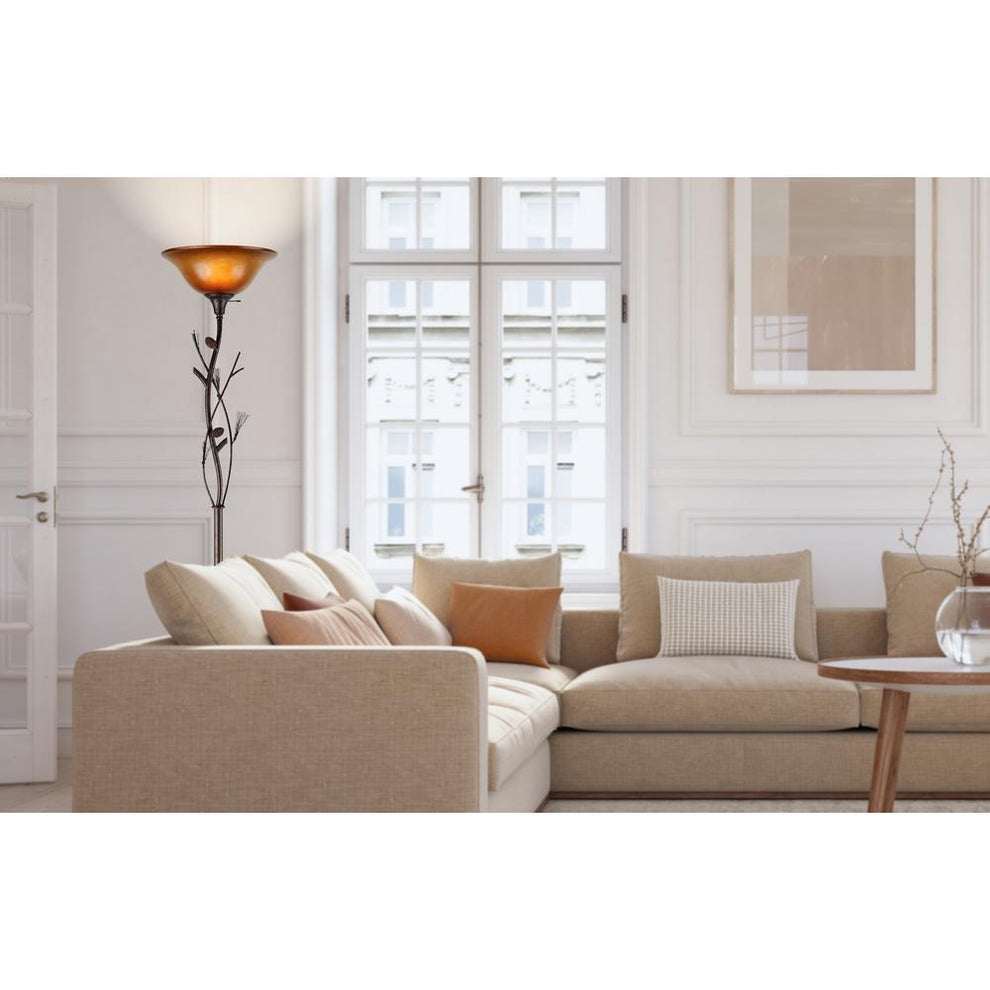 72" Height Metal Torchiere In Rust By Cal Lighting | Floor Lamps | Moidshstore - 2