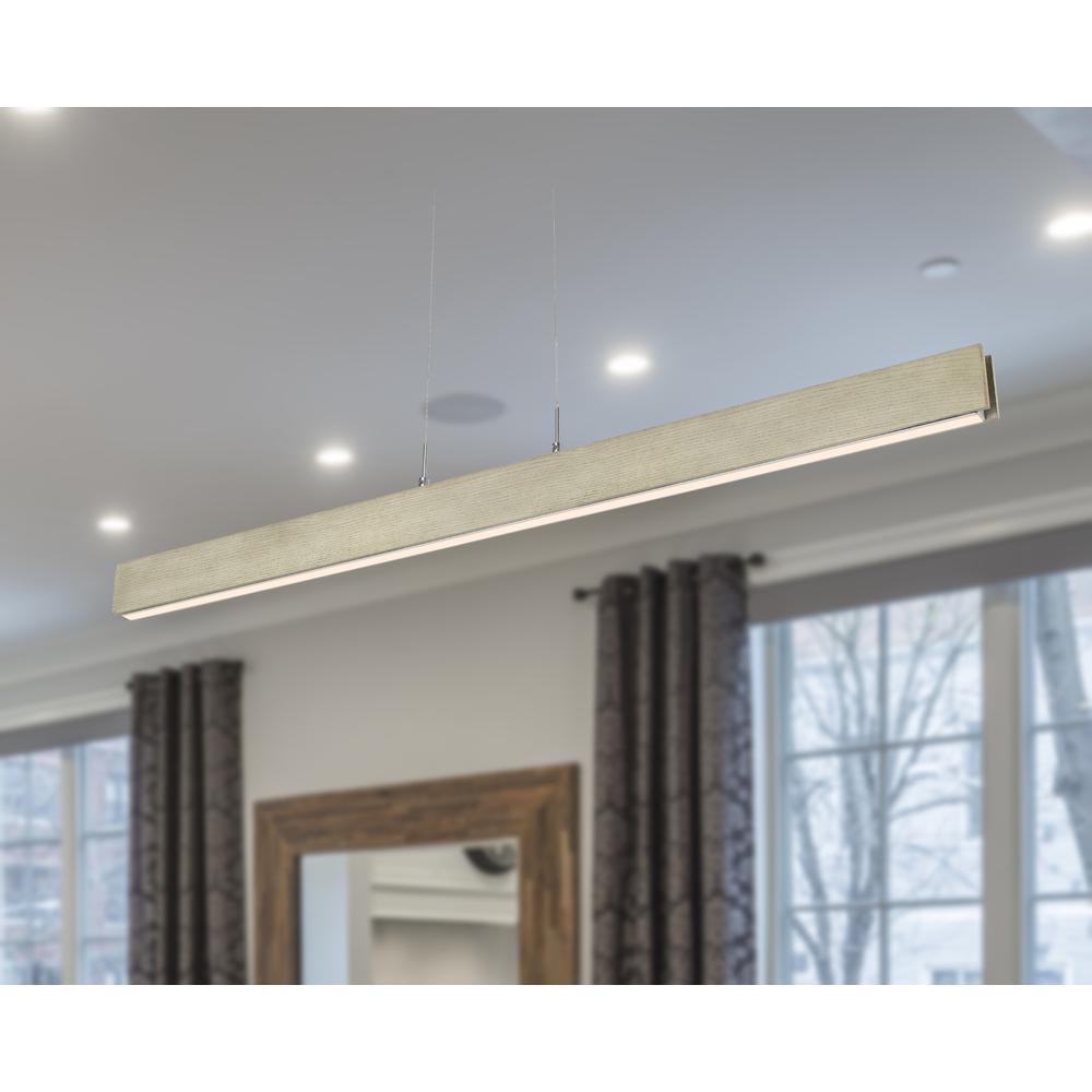 Colmar Dimmable Integrated Led Rubber Wood Ceiling Island Light With Adjustable Steel Braided Cable. 30W, 2500 Lumen, 3000K, Rubber Wood By Cal Lighting | Chandeliers | Moidshstore - 2