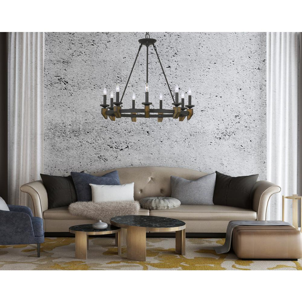 60W X 9 Cruz Metal/Wood Chandelier By Cal Lighting | Chandeliers | Moidshstore - 3