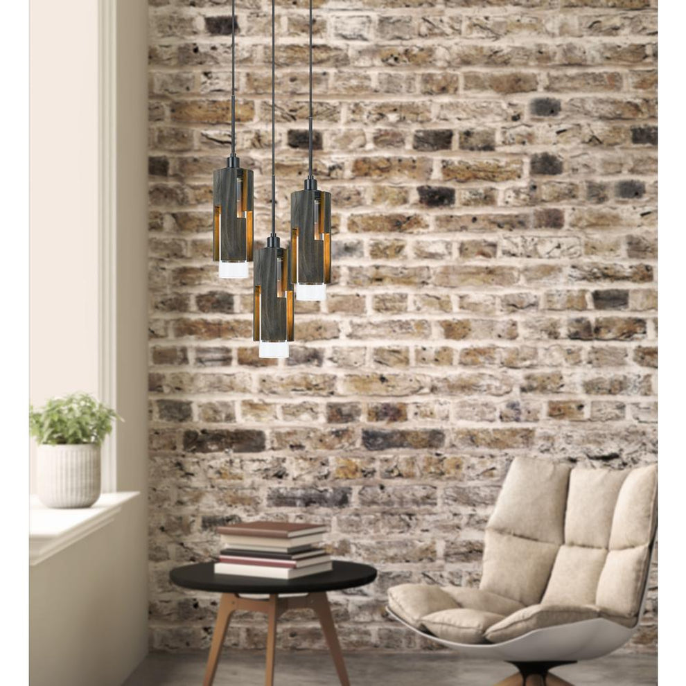 60W X 3 Reggio Wood Pendant Glass Fixture (Edison Bulbs Not Included) By Cal Lighting | Chandeliers | Moidshstore - 3