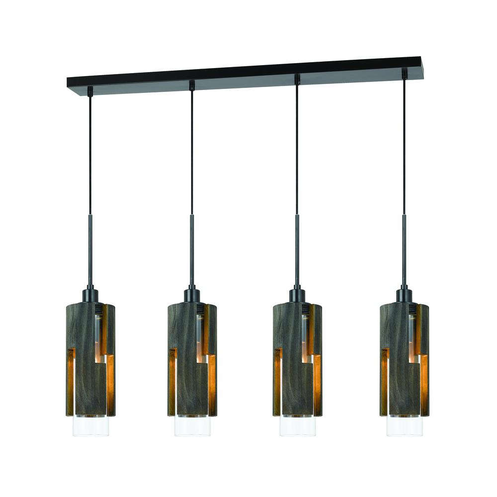 60W X 4 Reggio Wood Pendant Glass Fixture (Edison Bulbs Not Included) By Cal Lighting | Chandeliers | Moidshstore