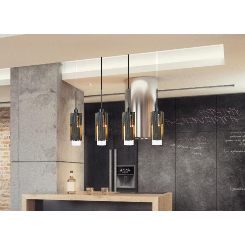 60W X 4 Reggio Wood Pendant Glass Fixture (Edison Bulbs Not Included) By Cal Lighting | Chandeliers | Moidshstore - 3