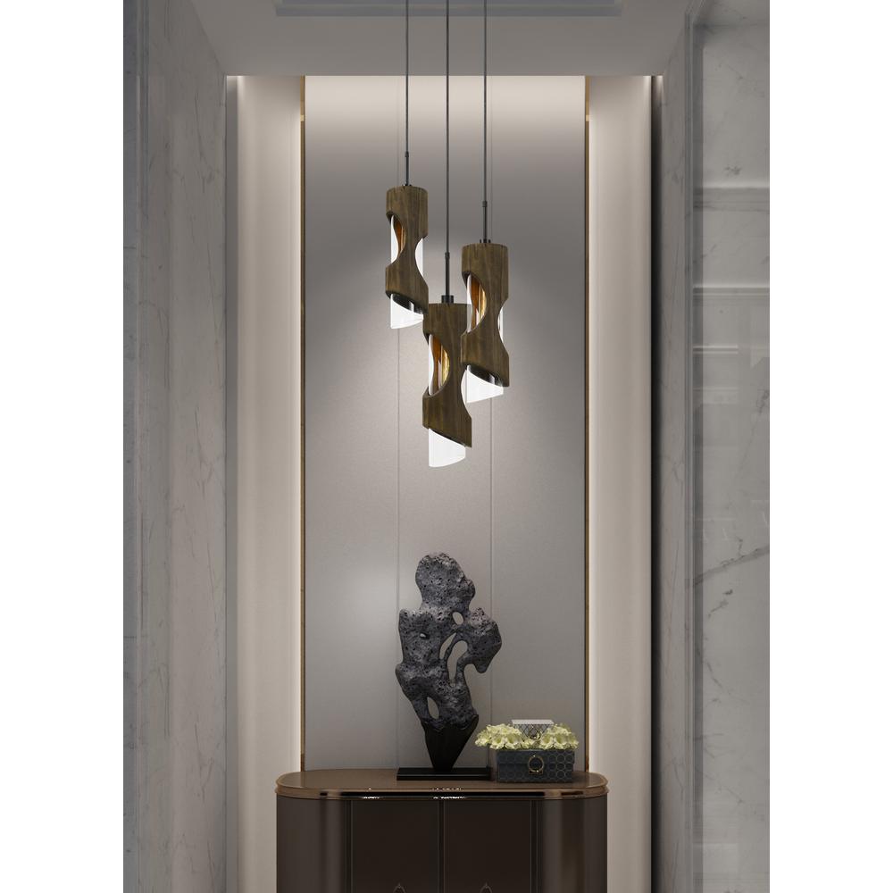 60W X 3 Zamora 3 Light Wood Pendant With Clear Glass Shade (Edison Bulbs Not Included) By Cal Lighting | Pendant Lamps | Moidshstore - 3