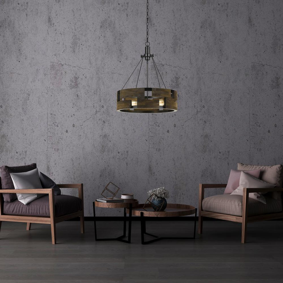 60W X 3 Bradford Metal And Wood Chandelier (Edison Bulbs Not Included) By Cal Lighting | Chandeliers | Moidshstore - 2