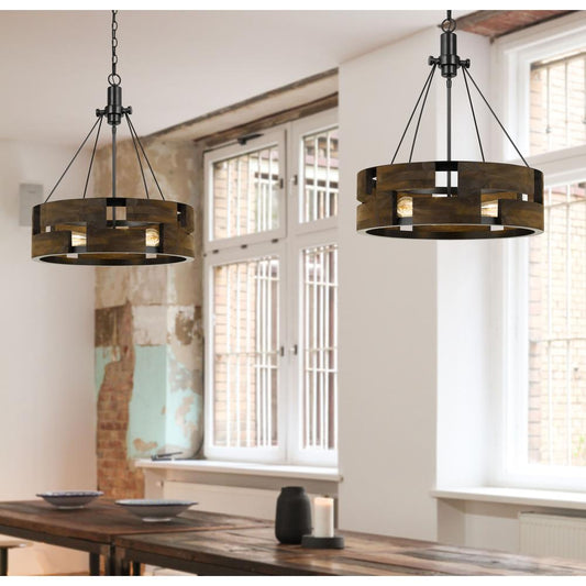 60W X 3 Bradford Metal And Wood Chandelier (Edison Bulbs Not Included) By Cal Lighting | Chandeliers | Moidshstore