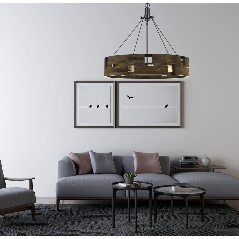60W X 9 Bradford Metal And Wood Chandelier (Edison Bulbs Not Included) By Cal Lighting | Chandeliers | Moidshstore - 2