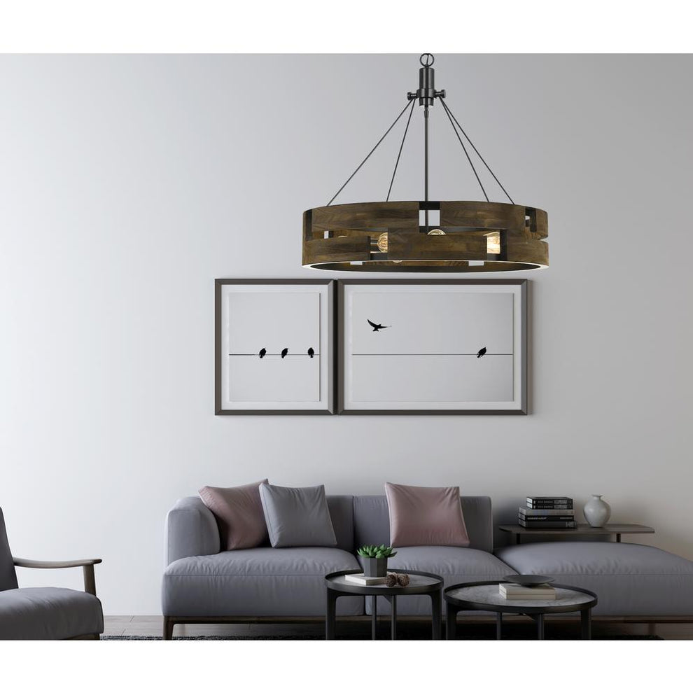 60W X 9 Bradford Metal And Wood Chandelier (Edison Bulbs Not Included) By Cal Lighting | Chandeliers | Moidshstore - 3