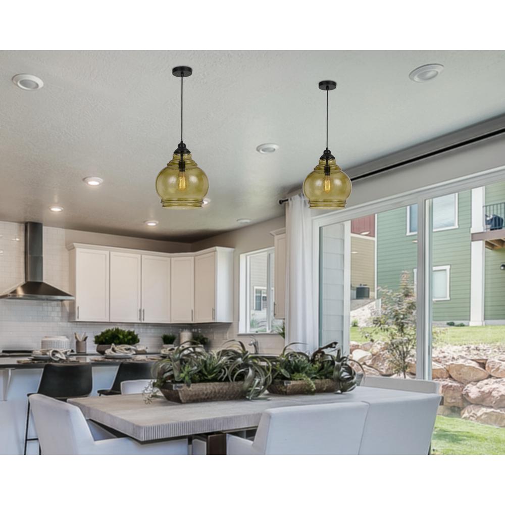 60W Rovigo Rippled Glass Pendant (Edison Bulb Not Included) By Cal Lighting | Pendant Lamps | Moidshstore