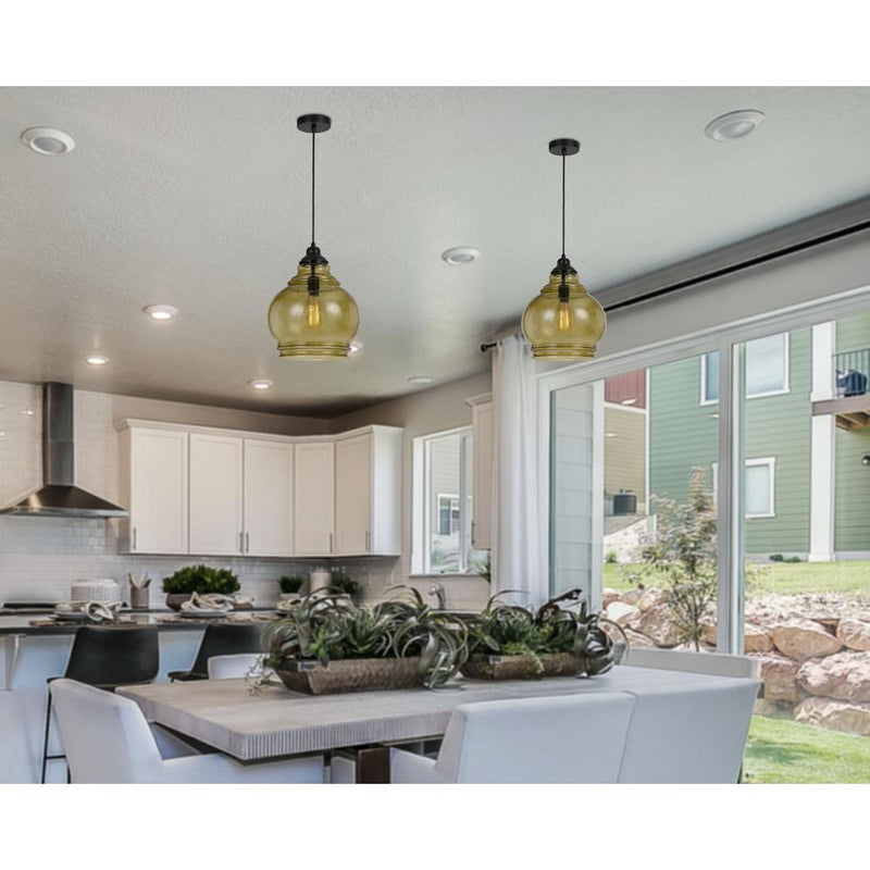 60W Rovigo Rippled Glass Pendant (Edison Bulb Not Included) By Cal Lighting | Pendant Lamps | Moidshstore