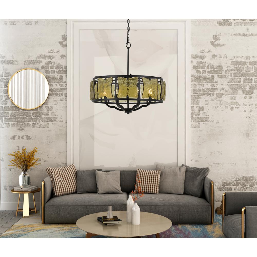 60W X 6 Revenna Forged Iron Chandelier With Hand Crafted Glass By Cal Lighting | Chandeliers | Moidshstore - 3