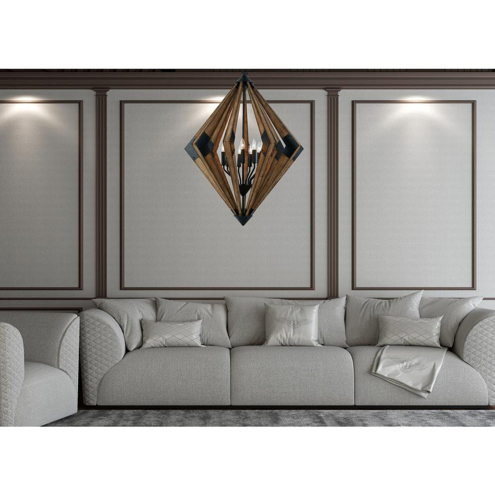 60W X 9 Arezzo Wood Chandelier By Cal Lighting | Chandeliers | Moidshstore - 3