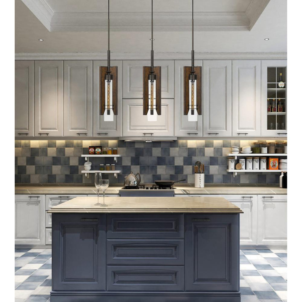 60W Almeria Wood/Glass Pendant Fixture (Edison Bulb Not Included) By Cal Lighting | Pendant Lamps | Moidshstore - 4