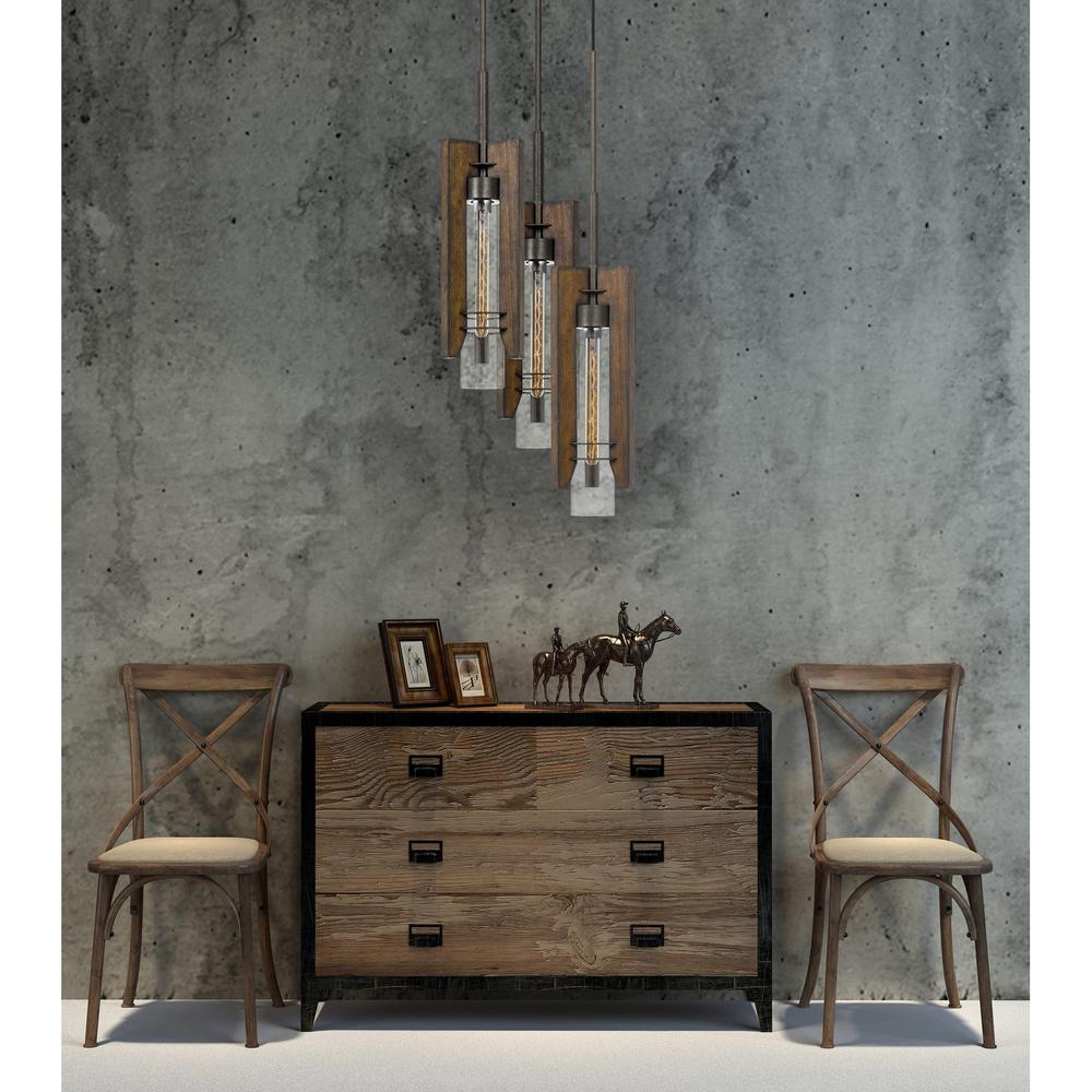 60W X 3 Almeria Wood/Glass 3 Light Pendant Fixture (Edison Bulbs Not Included) By Cal Lighting | Pendant Lamps | Moidshstore - 3