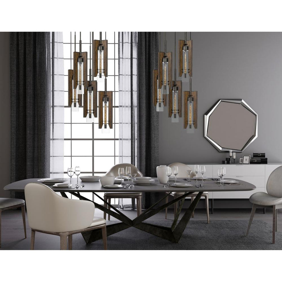 60W X 3 Almeria Wood/Glass 4 Light Pendant Fixture (Edison Bulbs Not Included) By Cal Lighting | Pendant Lamps | Moidshstore - 3