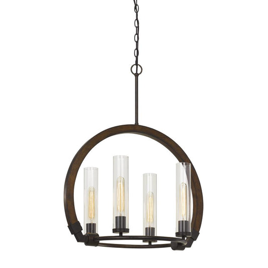 60W X 4 Sulmona Wood/Metal Chandelier With Glass Shade (Edison Bulbs Not Inlcluded) By Cal Lighting | Chandeliers | Moidshstore