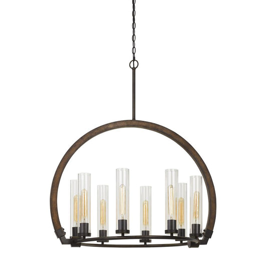 60W X 8 Sulmona Wood/Metal Chandelier With Glass Shade (Edison Bulbs Not Included) By Cal Lighting | Chandeliers | Moidshstore