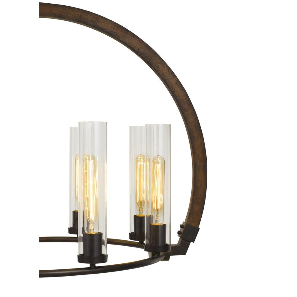 60W X 8 Sulmona Wood/Metal Chandelier With Glass Shade (Edison Bulbs Not Included) By Cal Lighting | Chandeliers | Moidshstore - 2