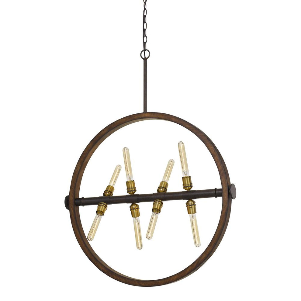 60W X 8 Teramo Wood/Metal Chandelier With Glass Shade (Edison Bulbs Not Included) By Cal Lighting | Chandeliers | Moidshstore - 2