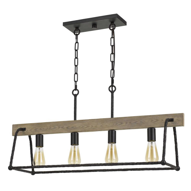 Lockport Hang Forged  Metal/Wood Island Chandelier (Edison Bulbs Not Included) By Cal Lighting | Chandeliers | Moidshstore
